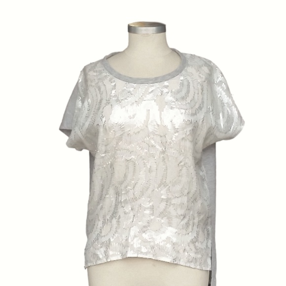 Maje Amanda Metallic Silver Sweatshirt Top - Picture 5 of 8